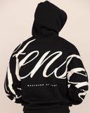 Men oversized black hoodie back view