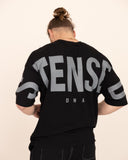 Men oversized black t-shirt back view