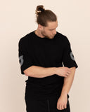 Men oversized black t-shirt front view