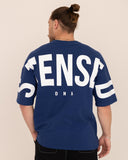 Men oversized blue t-shirt back view