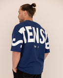Men oversized blue t-shirt back view