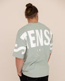 Men oversized green t-shirt back view
