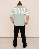 Men oversized green t-shirt back view
