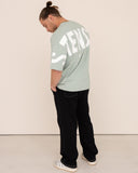 Men oversized green t-shirt back view