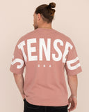 Men oversized pink t-shirt back view