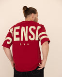 Men oversized red t-shirt back view