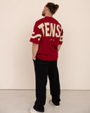 Men oversized red t-shirt back view