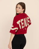 crop-top-Women-red-oversized-back-logo-view
