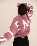 women oversized rose sweatshirt back view