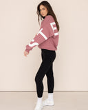 women oversized rose sweatshirt side view