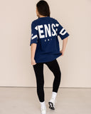 t-shirt-Women-blue-oversized-back-view