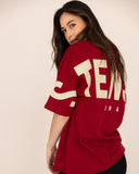 t-shirt-Women-red-oversized-back-view