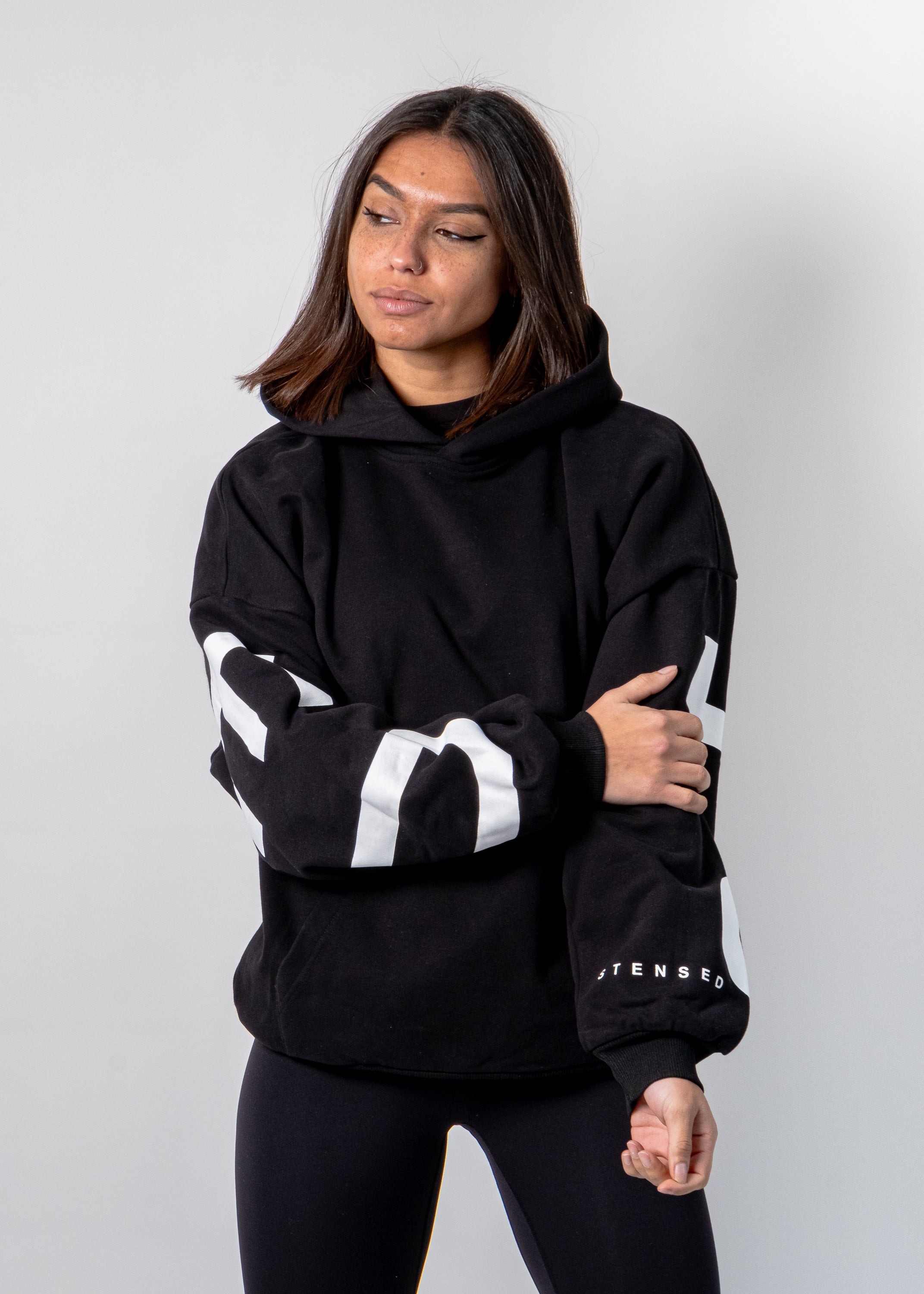 HOODIE Oversize Unisexe STENSED Black - XS