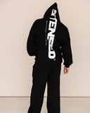 Men oversized black hoodie back view