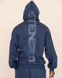 Men oversized blue hoodie back view