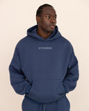 Men oversized blue hoodie front view