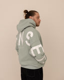 Men green oversized hoodie back side view