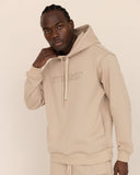 Men beige hoodie front view