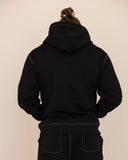Men black hoodie back view