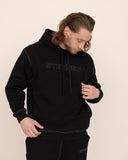 Men black hoodie front view