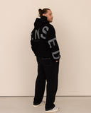 Men oversized black hoodie back view