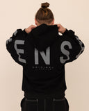 Men oversized black hoodie back view