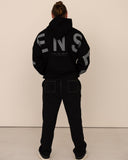 Men oversized black hoodie back view
