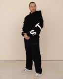 men oversized black hoodie front view