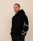 Men oversized black hoodie front view