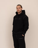 Men black hoodie front view