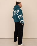 Men oversized blue hoodie side view