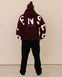 Men oversized burgundy hoodie back view