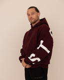 Men oversized burgundy hoodie front view