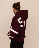 Men oversized burgundy hoodie side view