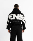 Men oversized black hoodie back view