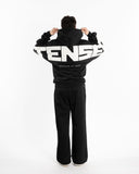 Men oversized black hoodie back view