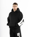 Men oversized black hoodie front view