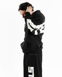 Men oversized black hoodie side view