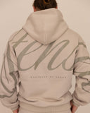 Men oversized beige hoodie back view