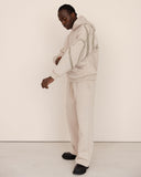 Men oversized beige hoodie side view