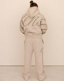 Men oversized beige hoodie back view