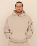 Men oversized beige hoodie front view