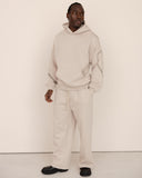 Men oversized beige hoodie front view