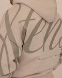 Men oversized beige hoodie back view