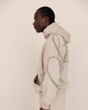 Men oversized beige hoodie side view