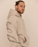 Men oversized beige hoodie side view