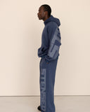 Men oversized blue hoodie side view