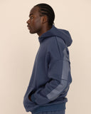 Men oversized blue hoodie side view