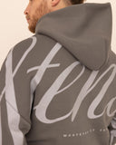Men oversized gris hoodie back view