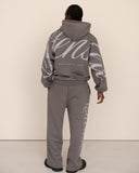 Men oversized gris hoodie back view